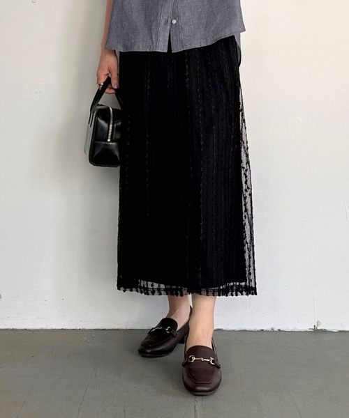 BAYFLOW(ベイフロー)の「【低身長caho146cmさんコラボ】マルチWAYレーススカート(スカート・レディース・ブラック/オフホワイト・SMALL/X-SMALL)」の2枚目の写真