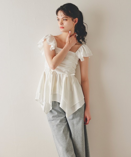 REDYAZEL(レディアゼル)の「エンブレムエンブロイダリーカットワイドパンツ(その他パンツ・レディース・ブラック/オフホワイト/ライトグレー・FREE)」の9枚目の写真