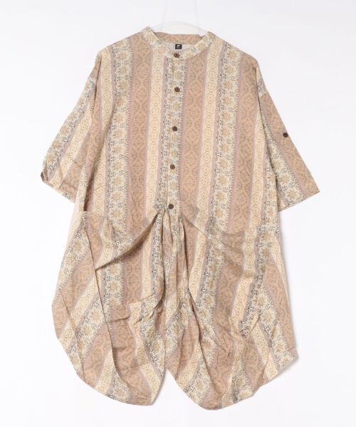 チャイハネ（チャイハネ）の「【チャイハネ】ブリスラMEN'S変形バンドカラーシャツ（シャツ/ブラウス・メンズ・ブラック/ベージュ/パープル・FREE）」の3枚目の写真
