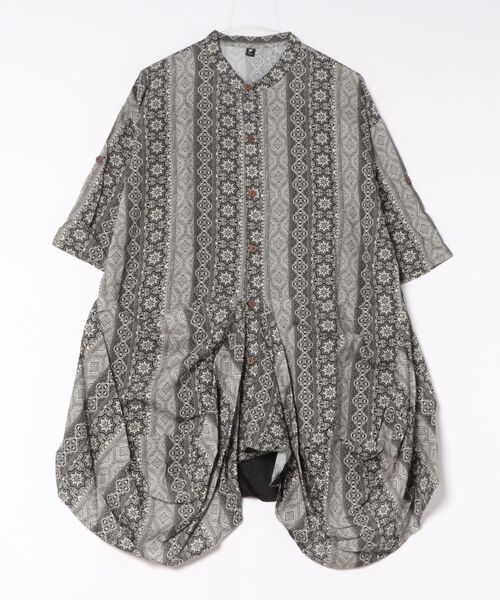 チャイハネ（チャイハネ）の「【チャイハネ】ブリスラMEN'S変形バンドカラーシャツ（シャツ/ブラウス・メンズ・ブラック/ベージュ/パープル・FREE）」の2枚目の写真