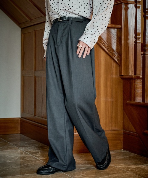 CASPER JOHN(キャスパージョン)の「Wool straight slacks/ウールストレートスラックス(スラックス・メンズ・ネイビー/ブラック/グリーン/ダークブラウン/チャコールグレー・SMALL/X-SMALL/LARGE/MEDIUM)」の2枚目の写真