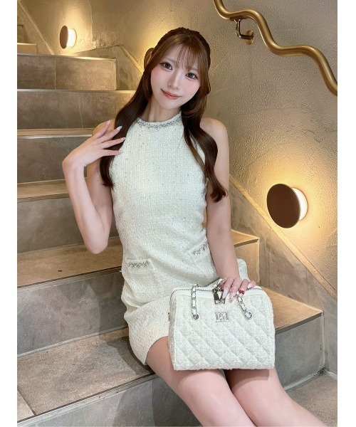 Darich(ダーリッチ)の「アメスリビジューツイードミニワンピース(ワンピース・レディース・ホワイト/サックスブルー/ブラック/ピンク・FREE/FL)」の11枚目の写真