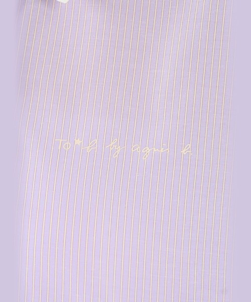 To b. by agnes b.(トゥービーバイアニエスベー)の「ロゴ プリント ストライプ ハーフスリーブ シャツ(シャツ/ブラウス・レディース・パープル系その他・40/38/36)」の6枚目の写真