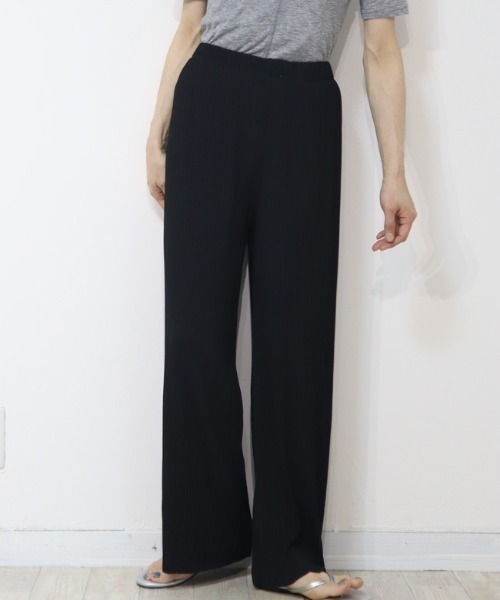 DISKEEN SURE(ディスキーンシュアー)の「プリーツ見え楽ちん脚長見え リブワイドパンツ(その他パンツ・レディース・ピンク/ブルー/イエロー/ブラック/ベージュ・FREE)」の16枚目の写真