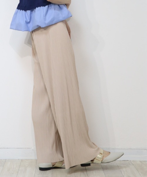 DISKEEN SURE(ディスキーンシュアー)の「プリーツ見え楽ちん脚長見え リブワイドパンツ(その他パンツ・レディース・ピンク/ブルー/イエロー/ブラック/ベージュ・FREE)」の19枚目の写真