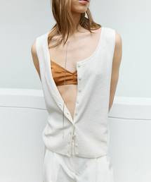 Button Sleeveless Knit_Ivory