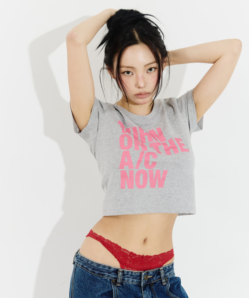 GIMOR（ギマー）の「[Gimor x Drunktxt x Khaki Studio] Turn On The A/C Now Baby Tee Gray（Tシャツ/カットソー・レディース・その他・SMALL）」の5枚目の写真