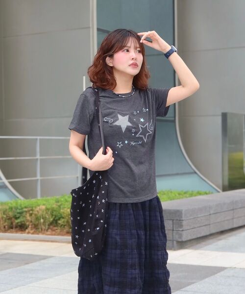 THE GREEN LAB（ザグリーンラボ）の「スターパッチST 半袖Tシャツ [チャコールグレー]（Tシャツ/カットソー・レディース・その他・FREE）」の12枚目の写真