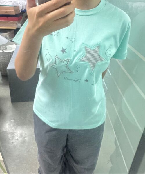THE GREEN LAB（ザグリーンラボ）の「スターパッチST 半袖Tシャツ [チャコールグレー]（Tシャツ/カットソー・レディース・その他・FREE）」の4枚目の写真