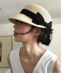 ＆soiree（アンドソワレ）の「リボン付き麦わらキャスケット（キャスケット）」