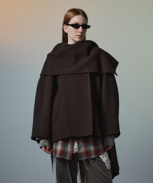 MAISON SPECIAL(メゾンスペシャル)の「【2026Autumn PRE-ORDER】2WAY Scarf Middle Coat/2WAYマフラーミドルコート(その他アウター・レディース・ブラウン/マルチ/ブラック・FREE)」の2枚目の写真
