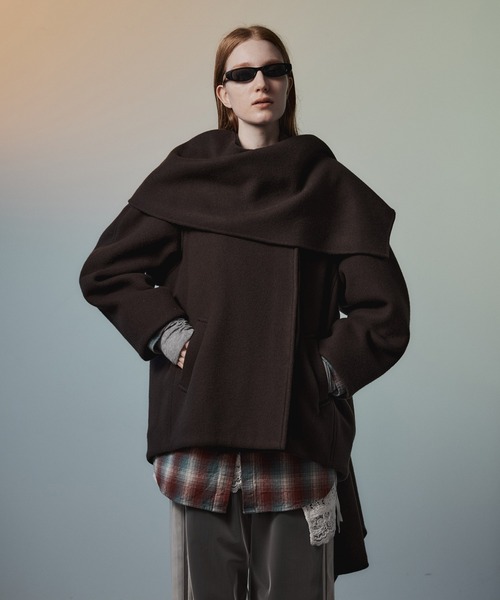 MAISON SPECIAL(メゾンスペシャル)の「【2026Autumn PRE-ORDER】2WAY Scarf Middle Coat/2WAYマフラーミドルコート(その他アウター・レディース・ブラウン/マルチ/ブラック・FREE)」の7枚目の写真