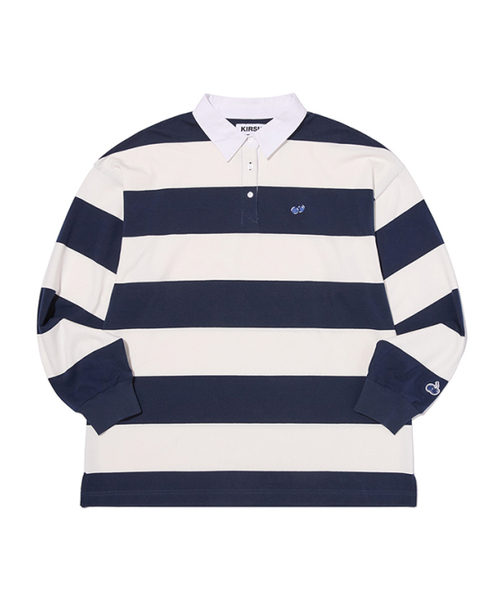 KIRSH（キルシー）の「ストライプラグビーオーバーサイズTシャツ[ネイビー]（Tシャツ/カットソー・レディース・その他・1）」の2枚目の写真