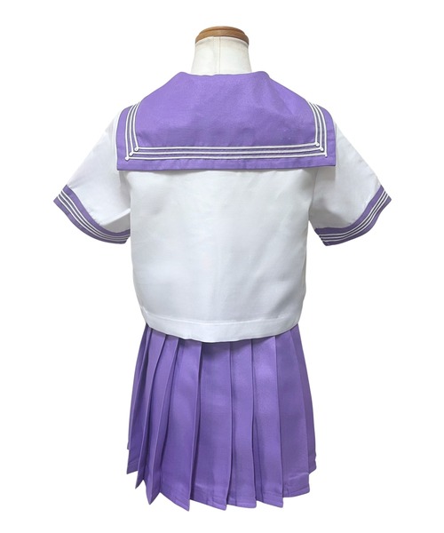 LunaBelle（ルナベル）の「【制服コスプレ3点セット】スーパーカラフルセーラー服（半袖シャツ ・スカート ・スクールリボン）（コスチューム/パーティーグッズ・レディース・ミント/ブルー/レッド/ブラック/オレンジ/ネイビー系/グリーン/サックスブルー/ホワイト×レッド/ネイビー/グレー/ピンク/イエロー/パープル・M/L/2L/S）」の20枚目の写真