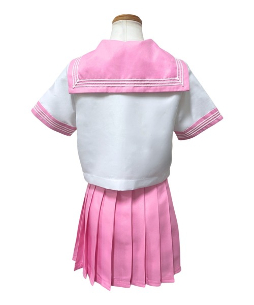 LunaBelle（ルナベル）の「【制服コスプレ3点セット】スーパーカラフルセーラー服（半袖シャツ ・スカート ・スクールリボン）（コスチューム/パーティーグッズ・レディース・ミント/ブルー/レッド/ブラック/オレンジ/ネイビー系/グリーン/サックスブルー/ホワイト×レッド/ネイビー/グレー/ピンク/イエロー/パープル・M/L/2L/S）」の22枚目の写真
