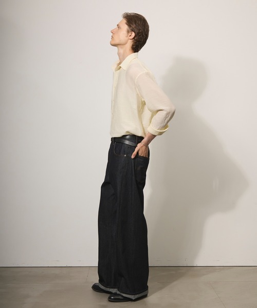 Adoon plain(アドーンプレーン)の「Crepe Sheer Basic L/S Shirt / 楊柳シアーベーシックシャツ(シャツ/ブラウス・メンズ・ライトグレー/ブラウン/アイボリー/オレンジ系その他・MEDIUM/LARGE)」の5枚目の写真