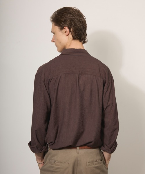Adoon plain(アドーンプレーン)の「Crepe Sheer Basic L/S Shirt / 楊柳シアーベーシックシャツ(シャツ/ブラウス・メンズ・ライトグレー/ブラウン/アイボリー/オレンジ系その他・MEDIUM/LARGE)」の12枚目の写真