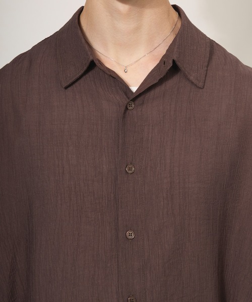 Adoon plain(アドーンプレーン)の「Crepe Sheer Basic L/S Shirt / 楊柳シアーベーシックシャツ(シャツ/ブラウス・メンズ・ライトグレー/ブラウン/アイボリー/オレンジ系その他・MEDIUM/LARGE)」の7枚目の写真
