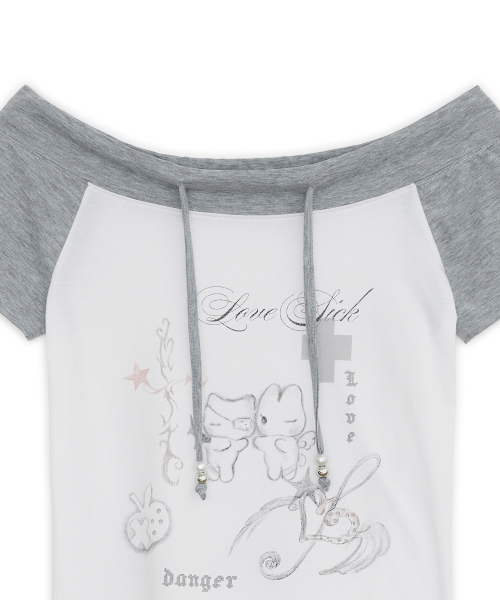 HUG YOUR SKIN（ハグユアスキン）の「ラブシックドローイングオフショルダーティー（アイボリー）（Tシャツ/カットソー・レディース・その他・FREE）」の3枚目の写真