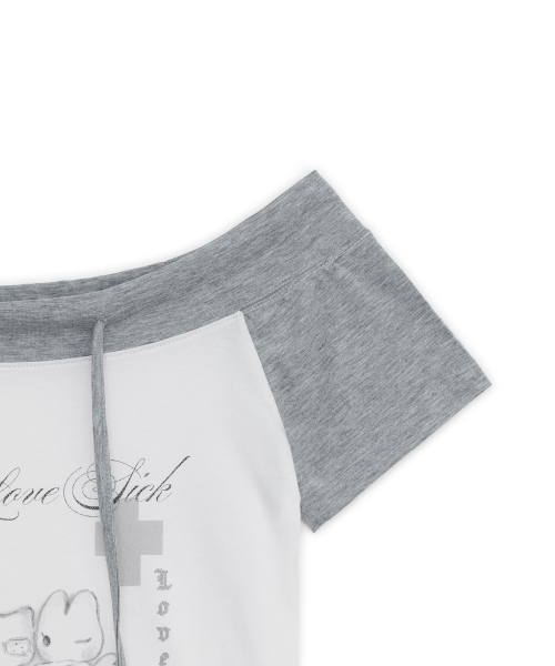 HUG YOUR SKIN（ハグユアスキン）の「ラブシックドローイングオフショルダーティー（アイボリー）（Tシャツ/カットソー・レディース・その他・FREE）」の4枚目の写真
