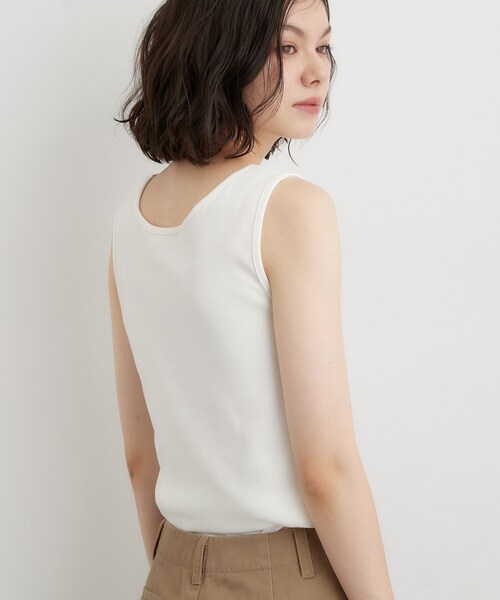 THE SHOP TK (ザ ショップ ティーケー )の「【前後2WAY】スクエアリブタンクトップ(タンクトップ・レディース・ダークブラウン/オフホワイト/ブラック・12/13)」の6枚目の写真