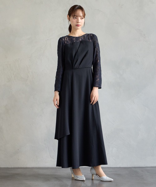 AIMER(エメ)の「レーススリーブビスチェデザインロングパーティードレス(ドレス・レディース・ネイビー/ブラック・LARGE/MEDIUM)」の18枚目の写真