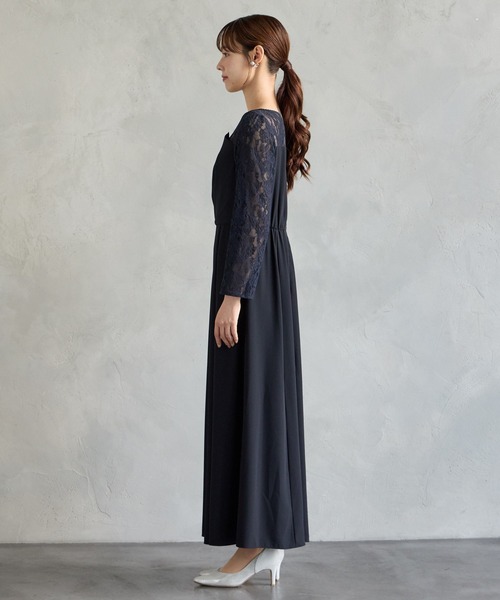 AIMER(エメ)の「レーススリーブビスチェデザインロングパーティードレス(ドレス・レディース・ネイビー/ブラック・LARGE/MEDIUM)」の8枚目の写真