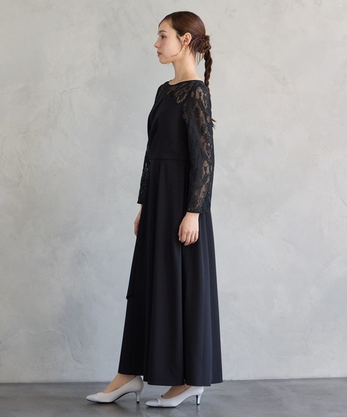 AIMER(エメ)の「レーススリーブビスチェデザインロングパーティードレス(ドレス・レディース・ネイビー/ブラック・LARGE/MEDIUM)」の3枚目の写真
