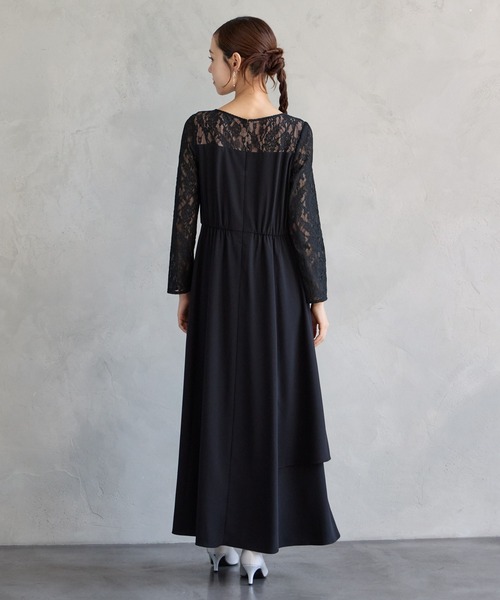 AIMER(エメ)の「レーススリーブビスチェデザインロングパーティードレス(ドレス・レディース・ネイビー/ブラック・LARGE/MEDIUM)」の4枚目の写真