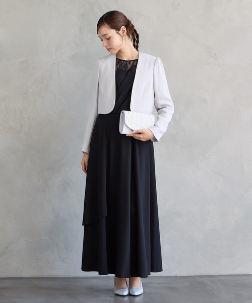 AIMER(エメ)の「レーススリーブビスチェデザインロングパーティードレス(ドレス・レディース・ネイビー/ブラック・LARGE/MEDIUM)」の6枚目の写真