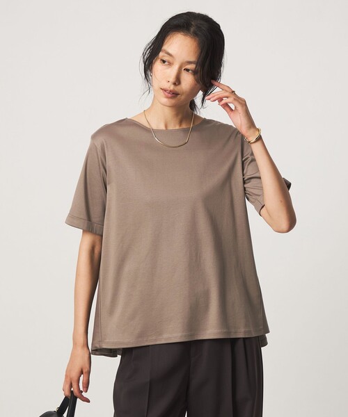 green label relaxing（グリーンレーベルリラクシング）の「Aライン Tシャツ  汗染み防止（Tシャツ/カットソー・レディース・ブラック/ライトグレー/モカ/オフホワイト・FREE）」の6枚目の写真