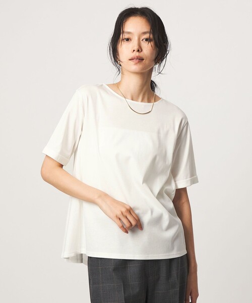 green label relaxing（グリーンレーベルリラクシング）の「Aライン Tシャツ  汗染み防止（Tシャツ/カットソー・レディース・ブラック/ライトグレー/モカ/オフホワイト・FREE）」の9枚目の写真