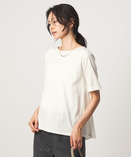 green label relaxing（グリーンレーベルリラクシング）の「Aライン Tシャツ  汗染み防止（Tシャツ/カットソー・レディース・ブラック/ライトグレー/モカ/オフホワイト・FREE）」の10枚目の写真