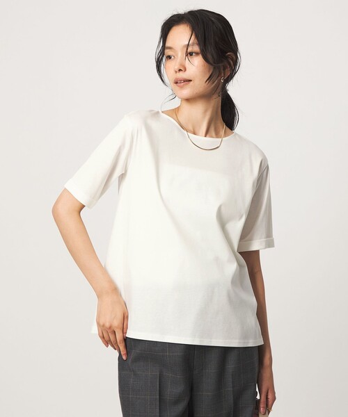 green label relaxing（グリーンレーベルリラクシング）の「Aライン Tシャツ  汗染み防止（Tシャツ/カットソー・レディース・ブラック/ライトグレー/モカ/オフホワイト・FREE）」の11枚目の写真