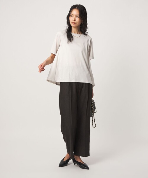 green label relaxing（グリーンレーベルリラクシング）の「Aライン Tシャツ  汗染み防止（Tシャツ/カットソー・レディース・ブラック/ライトグレー/モカ/オフホワイト・FREE）」の21枚目の写真