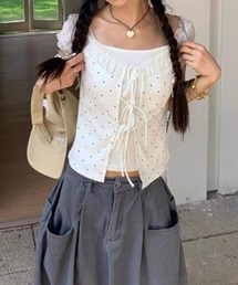 レイヤード風ドット柄ブラウス