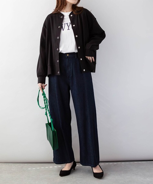 ElegChic（エレグシック）の「コットンワッフルカーディガン（カーディガン/ボレロ・レディース・ネイビー/パープル/ブラック/チャコールグレー・4L/XL/M）」の2枚目の写真