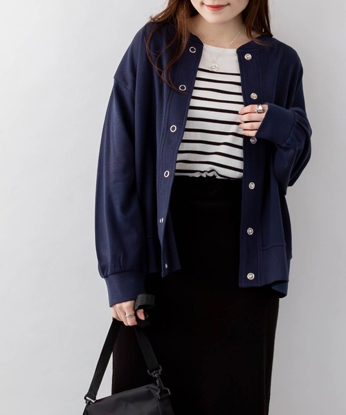 ElegChic（エレグシック）の「コットンワッフルカーディガン（カーディガン/ボレロ・レディース・ネイビー/パープル/ブラック/チャコールグレー・4L/XL/M）」の17枚目の写真