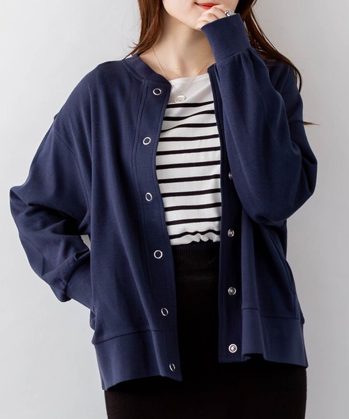 ElegChic（エレグシック）の「コットンワッフルカーディガン（カーディガン/ボレロ・レディース・ネイビー/パープル/ブラック/チャコールグレー・4L/XL/M）」の19枚目の写真