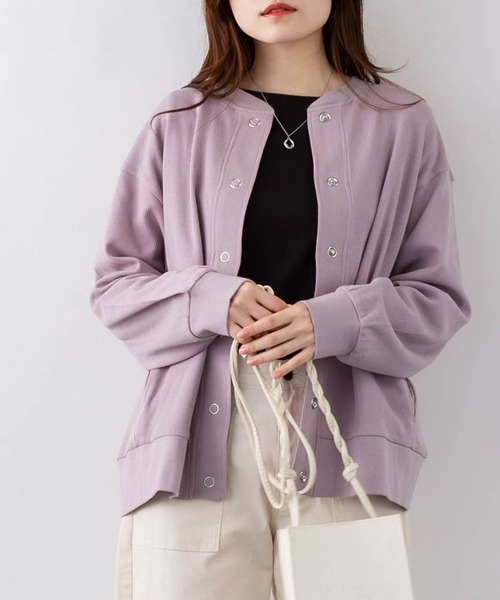 ElegChic（エレグシック）の「コットンワッフルカーディガン（カーディガン/ボレロ・レディース・ネイビー/パープル/ブラック/チャコールグレー・4L/XL/M）」の21枚目の写真