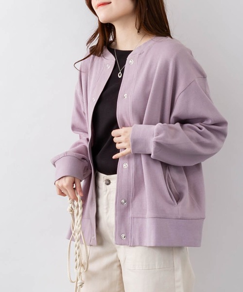 ElegChic（エレグシック）の「コットンワッフルカーディガン（カーディガン/ボレロ・レディース・ネイビー/パープル/ブラック/チャコールグレー・4L/XL/M）」の11枚目の写真