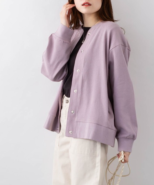 ElegChic（エレグシック）の「コットンワッフルカーディガン（カーディガン/ボレロ・レディース・ネイビー/パープル/ブラック/チャコールグレー・4L/XL/M）」の12枚目の写真