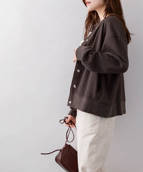 ElegChic（エレグシック）の「コットンワッフルカーディガン（カーディガン/ボレロ・レディース・ネイビー/パープル/ブラック/チャコールグレー・4L/XL/M）」の16枚目の写真