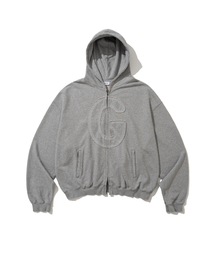 ANGLAN | Big Applique Hood Zip-Up - Melange Grey(パーカー)