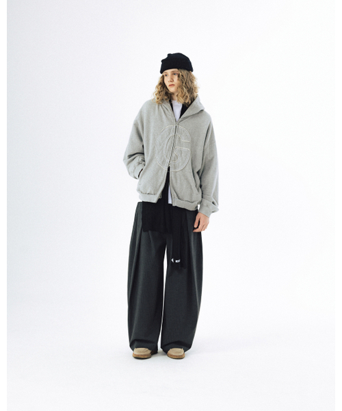 ANGLAN(アングラン)の「Big Applique Hood Zip-Up - Melange Grey(パーカー・メンズ・その他・2/1)」の3枚目の写真