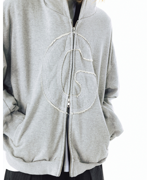 ANGLAN(アングラン)の「Big Applique Hood Zip-Up - Melange Grey(パーカー・メンズ・その他・2/1)」の5枚目の写真