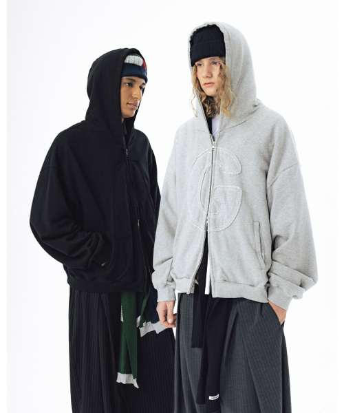 ANGLAN(アングラン)の「Big Applique Hood Zip-Up - Melange Grey(パーカー・メンズ・その他・2/1)」の7枚目の写真