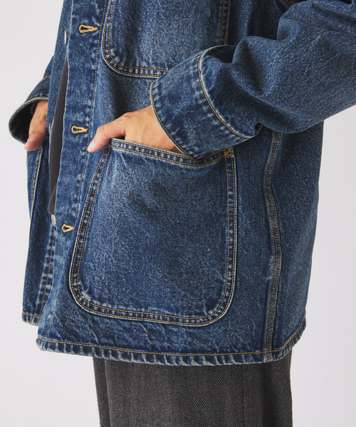 JOURNAL STANDARD relume(ジャーナルスタンダード レリューム)の「クラフトデニム 13.5OZ カバーオール(デニムジャケット・メンズ・ネイビー/ブラック系その他/ブルー系その他・MEDIUM/LARGE)」の4枚目の写真