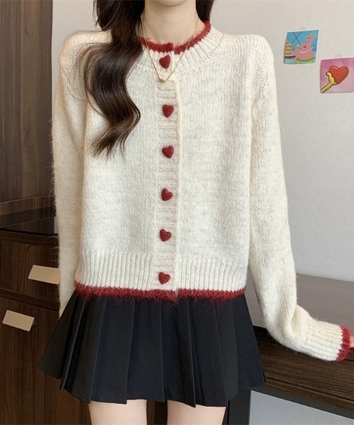 SHEPP(シープ)の「【26年秋冬新作】ハートボタン バイカラー ニットカーディガン(ニット/セーター・レディース・グレー/アイボリー・F)」の17枚目の写真