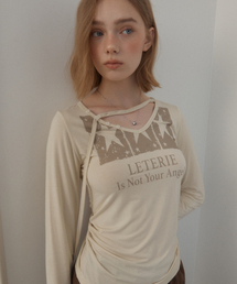 GRAPHIC V-NECK LONG SLEEVE TEE_BEIGE